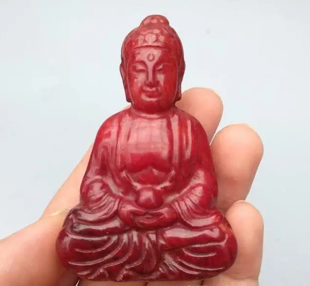 Ķīna Kolekcija Archaize Red Jade Sakyamuni Budas Statuja