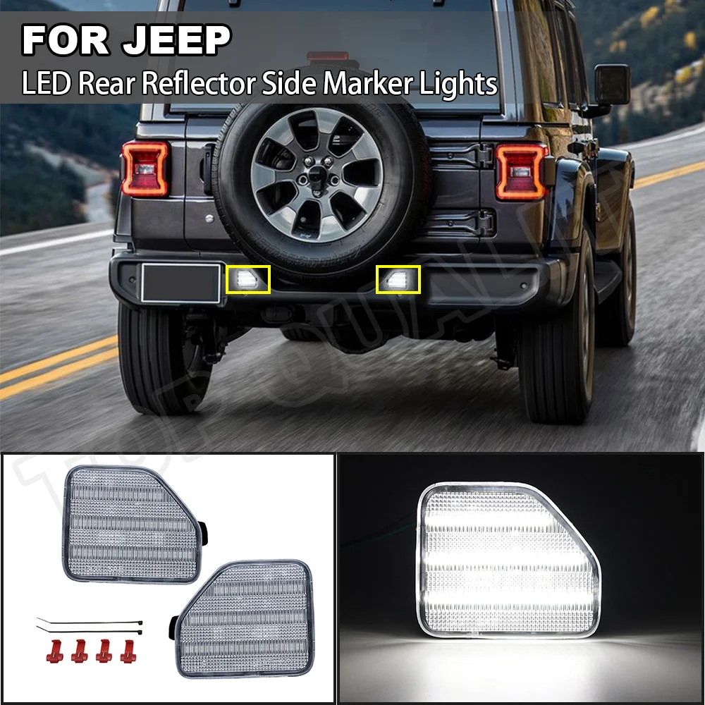 Par 2018 2019 2020 Jeep Wrangler JL Skaidrs, Objektīvs LED Pusē Zīme, Gaismas, LED Aizmugures Buferi Atstarotājs, Balts Astes Lukturi 2gab