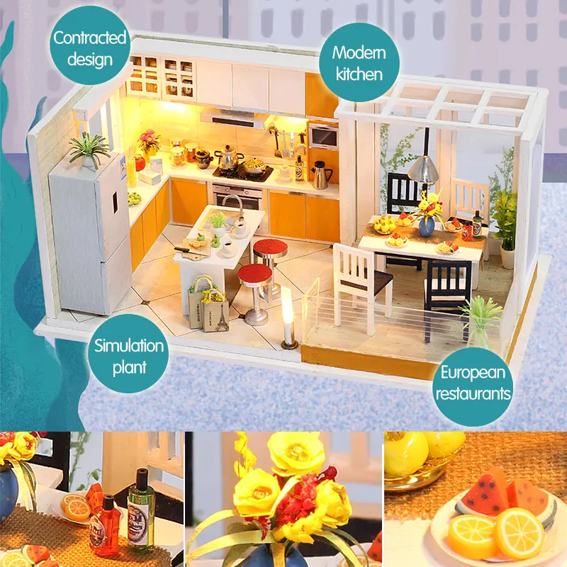 Leļļu Mājas mēbeles, Mēbeles Miniatura DIY Lelle Mājām, kas Miniatūras Namiņš Virtuve Bērniem, Koka Rotaļlietas Bērniem Dzimšanas dienas Dāvana