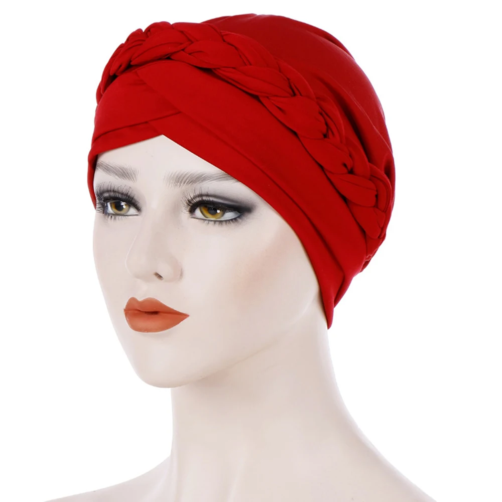 Modes Sievietes Kapuci Musulmaņu Cepuri 2019 Jaunas Dāmas tīrtoņa Krāsu Klp Elegants sieviešu Lakatu un Cepuri Bohēmijas Dubultā Pītā Turban Cepure