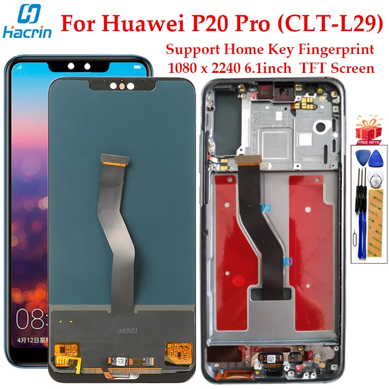 TFT Ekrāns Huawei P20 Pro LCD Displejs, Touch Screen Digitizer Montāža Nomaiņa Huawei P20 Pro CLT-L 29 Ekrāna 6.1 collu