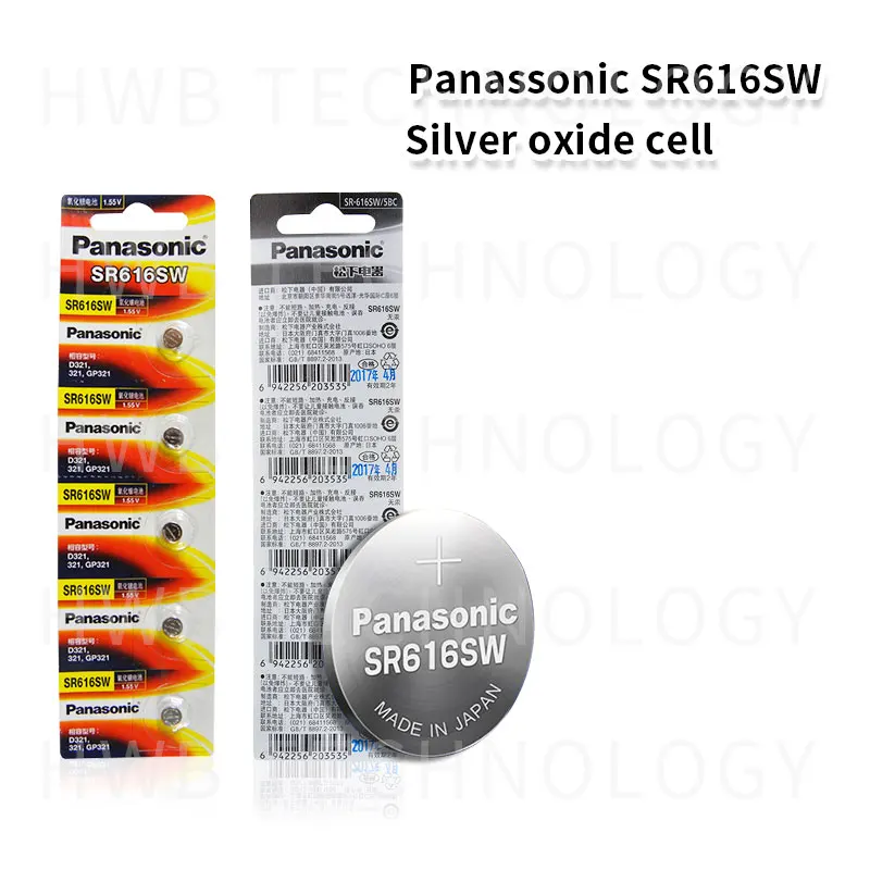Oriģinālā Panasonic 2gab/daudz SR616SW Sudraba Oksīda Pogu elementu Baterijas D321 321 GP321 6.8 MM*1.6 MM 1.55 V Monētas Akumulatoru Skatīties