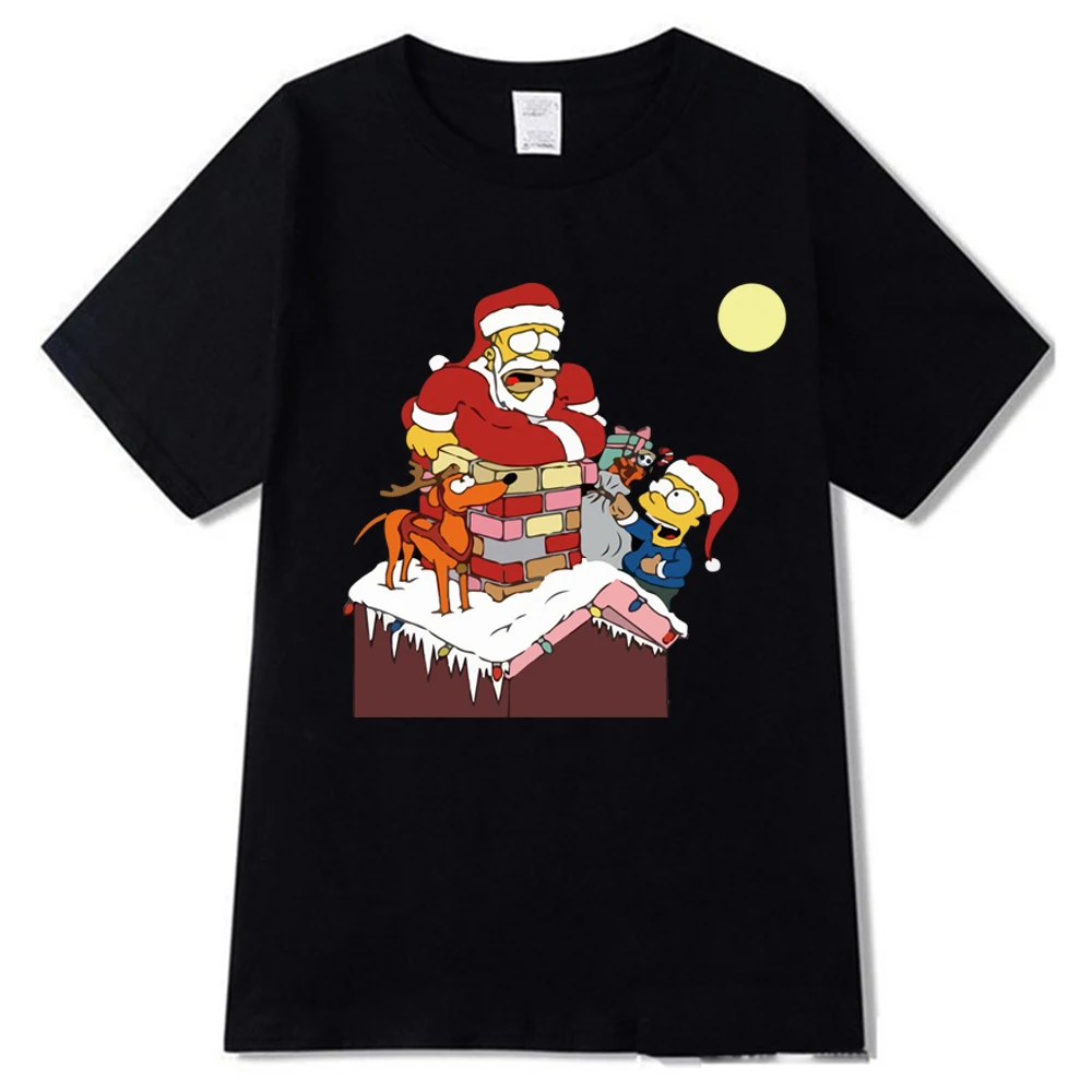 Simpsoni Ziemassvētku Dāvanas Vasaras T-krekls Uzdrukāts Īsām Piedurknēm, lai Cilvēks Smieklīgi Santa Claus T-krekls Homme