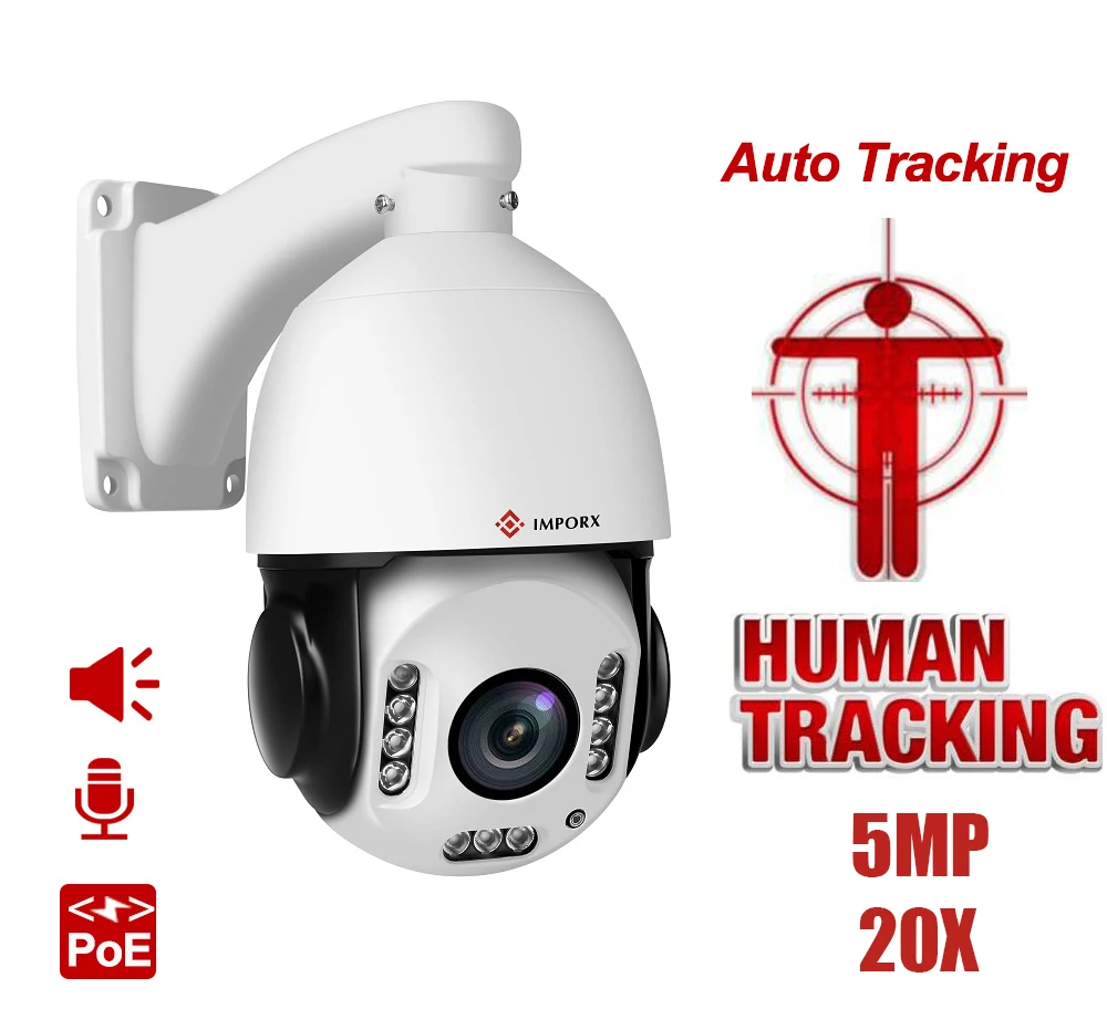5MP 20X Optisko Zoom, POE AI Humanoīdu Atzīšanu Auto Izsekošanas Ātrumu PTZ Dome IP Kamera divvirzienu Audio ONVIF H. 265 Atbalsta SD