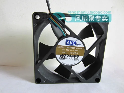 Jauns oriģināls AVC DA08020B12UPS03 8 cm8020 12 v 0.46 četru vadu PWM ventilators, temperatūras kontrole