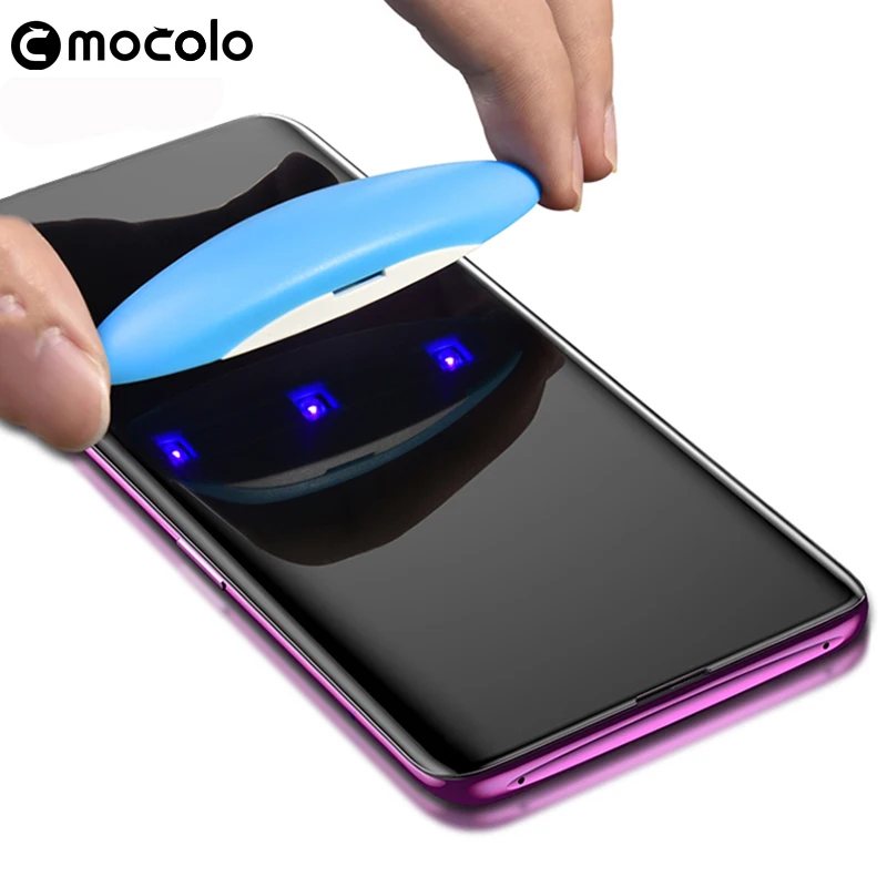 Mocolo 3D Izliektas Pilnībā Segtu UV Šķidrā Stikla Samsung Galaxy S8 Rūdīts Stikls Filmas S9 PLUS Pilnu Līme Ekrāna Aizsargs, S10