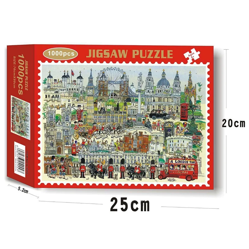 1000PCS Bērnu, Pieaugušo Izglītības Rotaļlietas, 70*50cm Londonas Ainavas Papīra Jigsaw Puzzle Mājas Apdare, Krāsošana