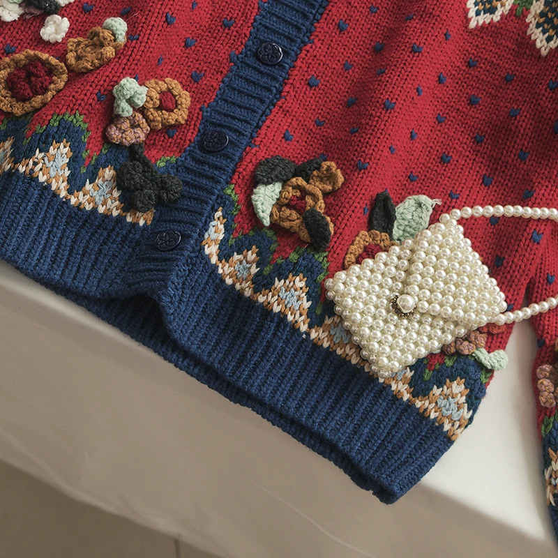 Rudens Ziemas Ārējā Džemperis Sievietēm Japāņu Vintage Roku Darbs Tamborēšanas Mori Maigu Mazu, Svaigu, Ar Garām Piedurknēm Adīt Cardgian Meitene Topi
