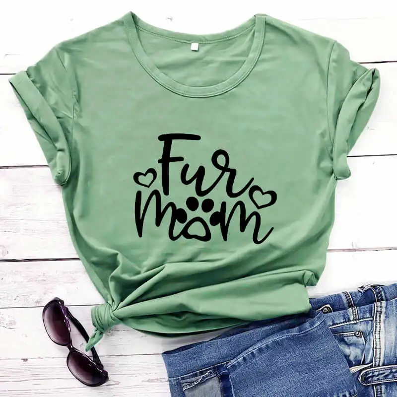 Fur Mama Grafikas Iespiestas Smieklīgu T Kreklu Jaunas Ielidošanas Gadījuma Kokvilnas Smieklīgi Sieviešu T Krekls Suns Mīļāko Krekli Suņu Mamma Krekls