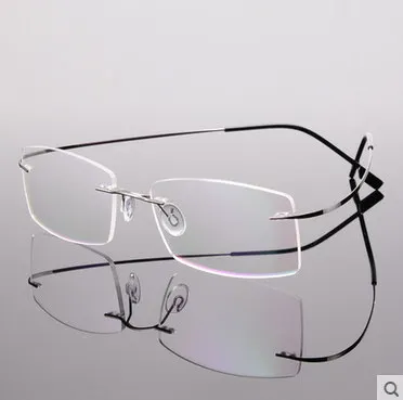 Atmiņas metāla Vīriešu/Sieviešu Uzņēmējdarbības Titāna sakausējuma brilles rāmis bez apmales optisko tuvredzība rāmis recepšu lēcas tikai 7.g