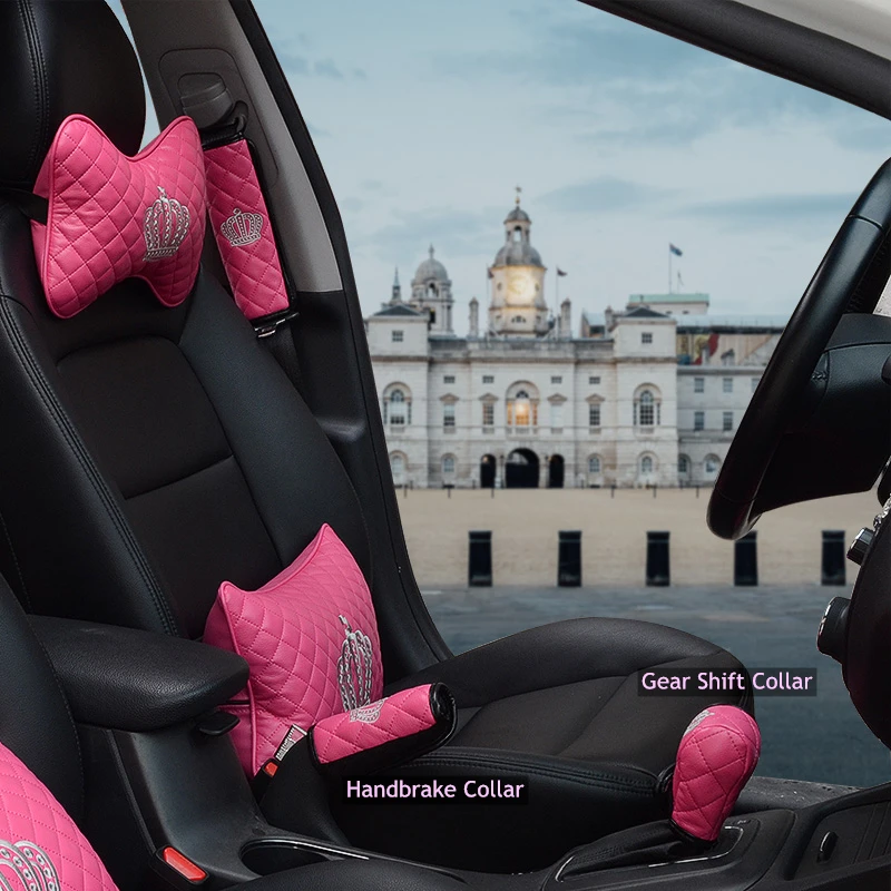 Auto piederumi interjera rozā meitenēm sieviešu ādas Vainagu pagalvi kakla spilvens pilnībā sērijas bmw e46 e60 e90 f10 vw golf