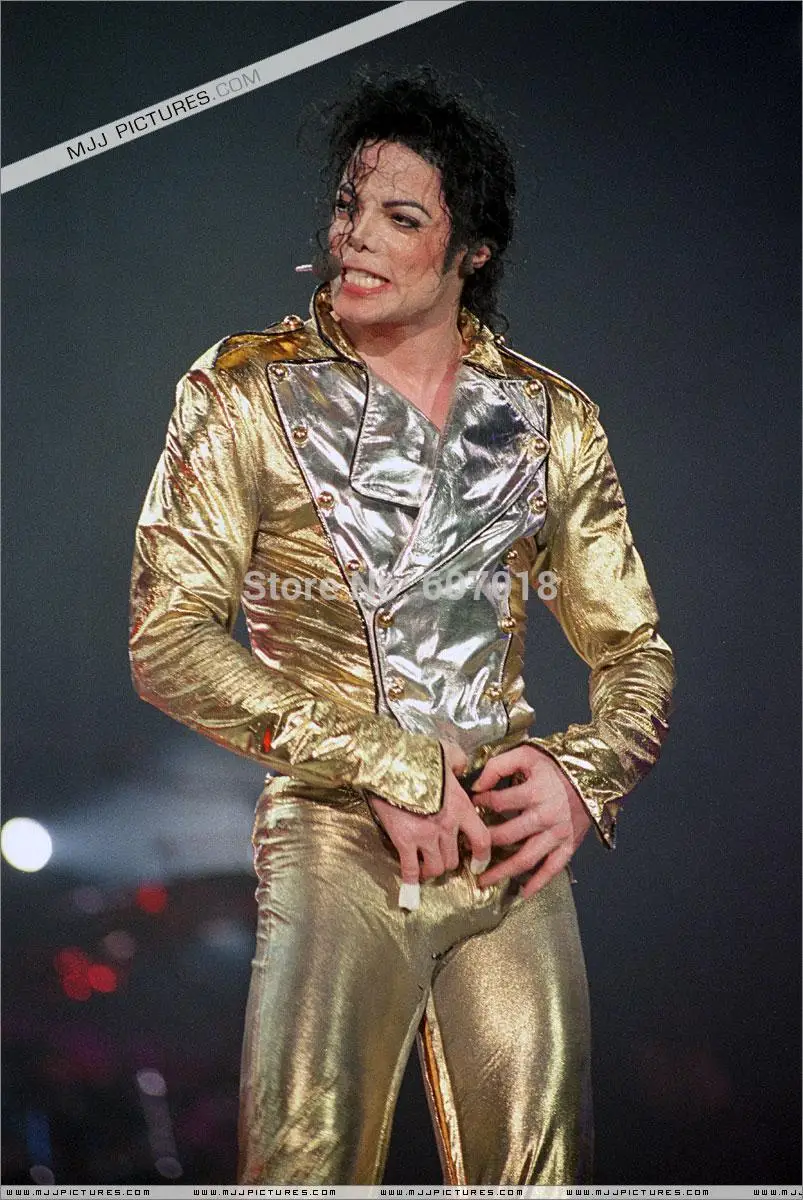 MJ Michael Jackson Vēsture SLIKTI Zelta Spandex Dubultā Krūtīm Kokvilnas Jaka, Bikses, Cimdi un Pilnīgu Izpildi Dāvanu