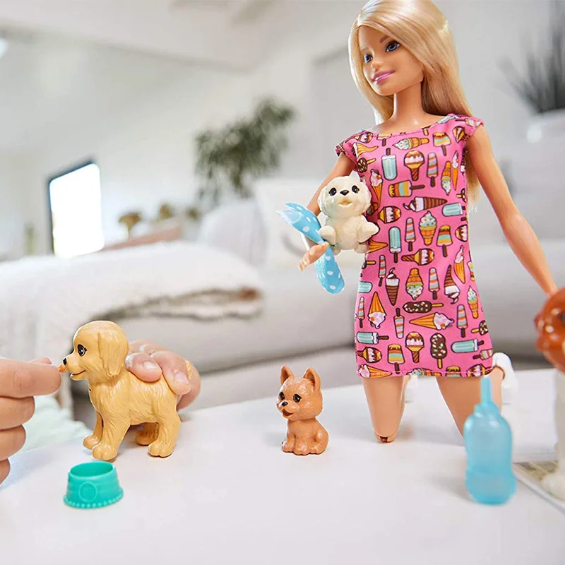 2019 Barbie Sākotnējo Zīmola Sunītis dienas Aprūpes Lelle & Mājdzīvnieki Izlikties, Barbie Rotaļu Jauki Suns Boneca Režīmā FXH08 Bērnu Dzimšanas dienas Dāvana