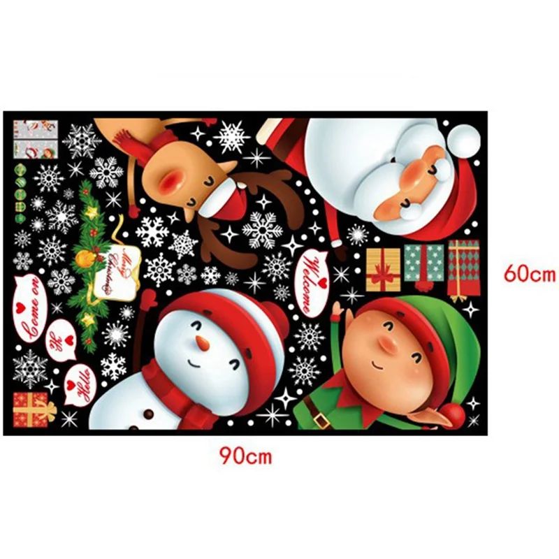 Liela Izmēra Priecīgus Ziemassvētkus Sienas Uzlīmes Modes Santa Claus Logu, Telpu Dekorēšana PVC Vinila Jauno Gadu Mājas Dekoru Noņemams