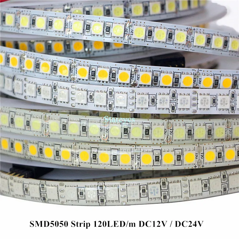 SMD 5050 120 LED 5m DC12V DC24V RGB Ice blue LED Strip Gaismas IP20 IP65 IP67 Waterproof Elastīgu LED Lentes, Lentas Mājas Apdare
