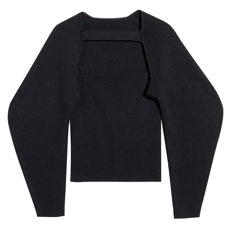 [EAM] Sieviešu Black Dobi No Temperaments T-krekls Jaunu Apaļu Kakla Ilgi Laternu Piedurknēm Modes Jūra Pavasara Rudens ir 2021. 1DC059