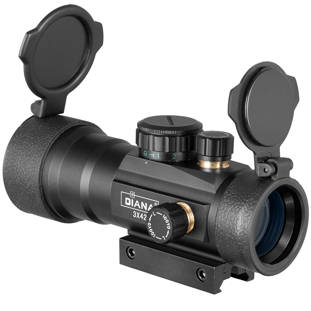 DIANA 3X44 Zaļā Red Dot Sight Taktiskās darbības Joma Optika Riflescope Fit 11/20mm dzelzceļa Šautene Jomu Medībām