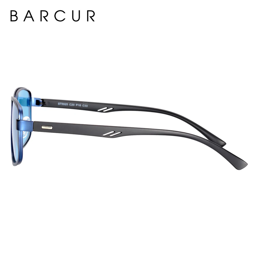 BARCUR Polarizētās Vīriešu Saulesbrilles Laukumā Nerūsējošā Tērauda Rāmis TR90 Saules brilles Oculos De Sol gafas