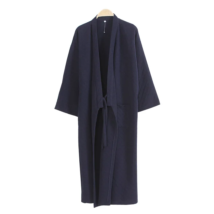 Rudens Ziemas Vīriešu Kimono Drēbes Kleita Yukata Mīkstu Kokvilnas Peldmētelis Sleepwear Gadījuma Cietā Naktsveļu Japāņu stila Long Cardigan