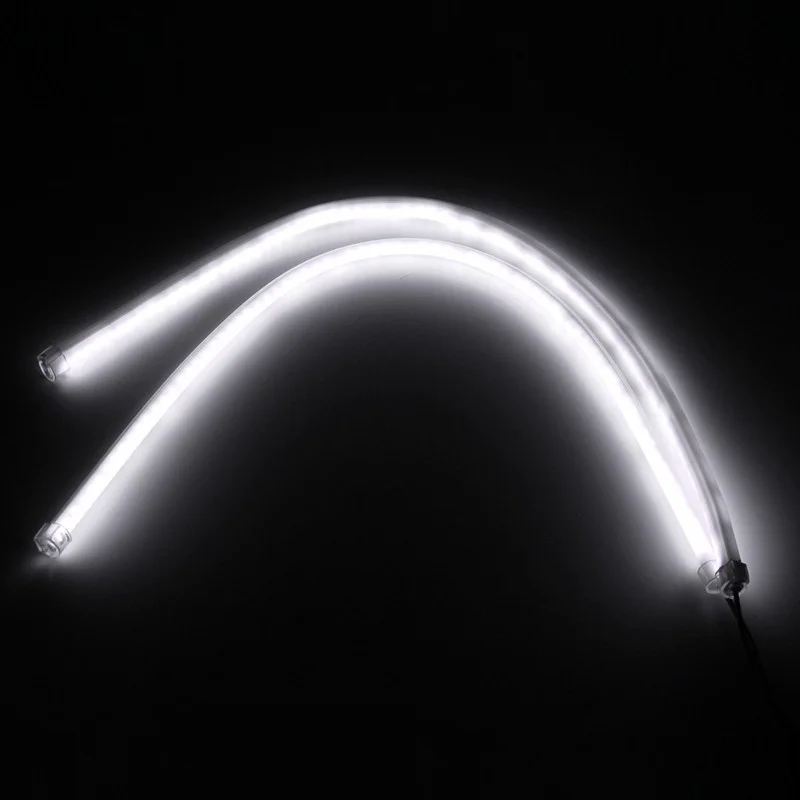 2gab 60cm Elastīgs LED Cauruļu Sloksnes Dienas Gaismas lukturi Stāvgaismas Lukturi Baltā Automobiļu
