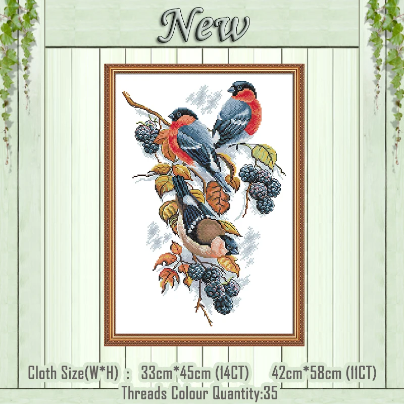 Putnu ziedi dzīvnieku karikatūra dekoru krāsošana ieskaitīts drukāts uz audekla DMC 14CT 11CT Cross Stitch Rokdarbi Komplekti Izšūšanas komplekti
