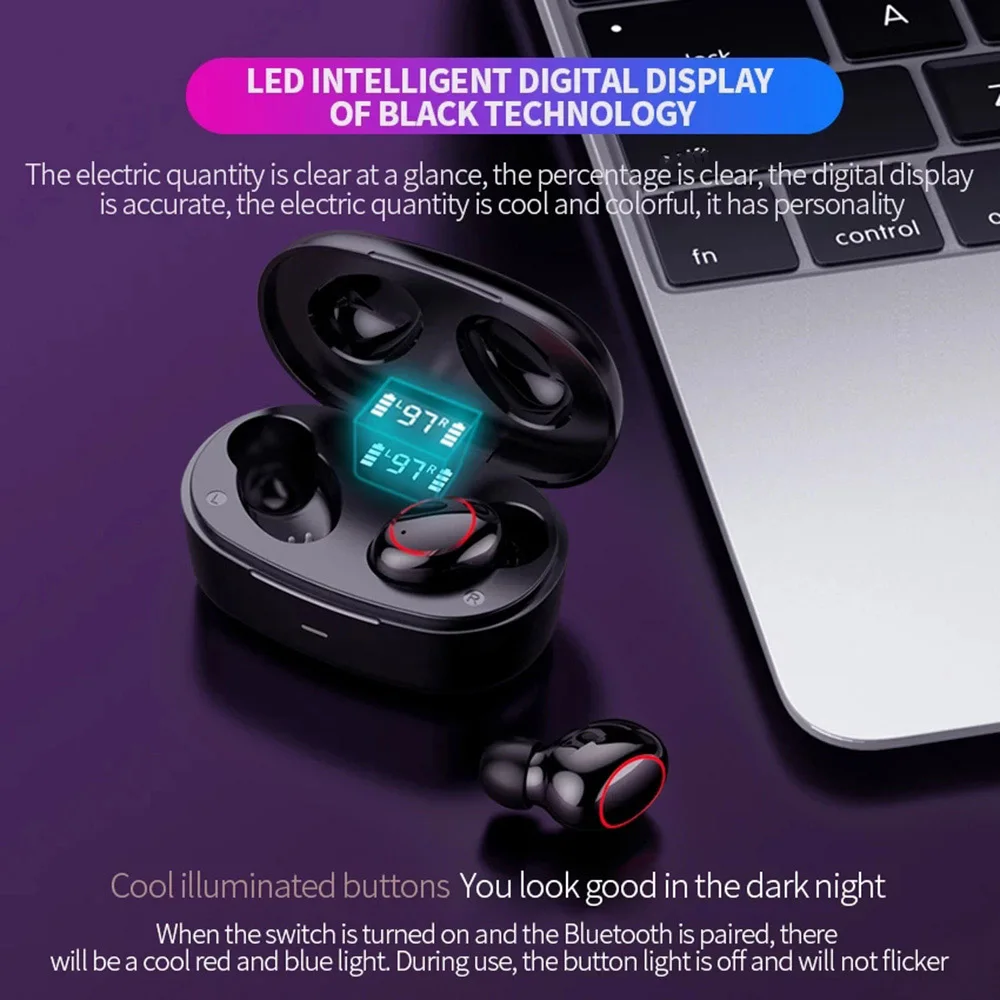 A9 TWS Bezvadu Bluetooth 5.1 Austiņas Sporta Earbuds 9D Bass Headsett HIFI Stereo Skaņas Austiņas Trokšņu slāpēšanas LED Displejs