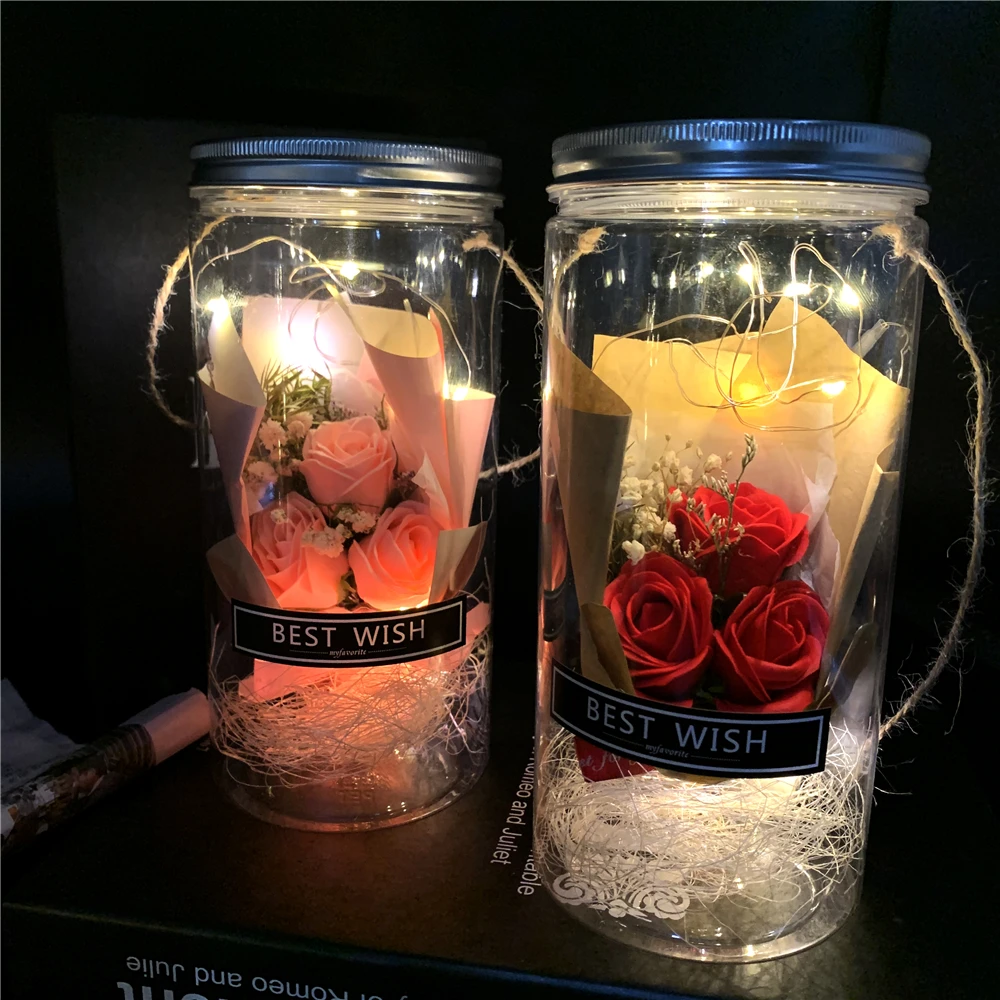 Aromterapijas Soapflower LED 18 cm Valentīna Diena, Kāzu Dekorēšana Dāvana Draudzenei, Mākslīgie Ziedi Mātes Dienā Augšāmcēlās Noel