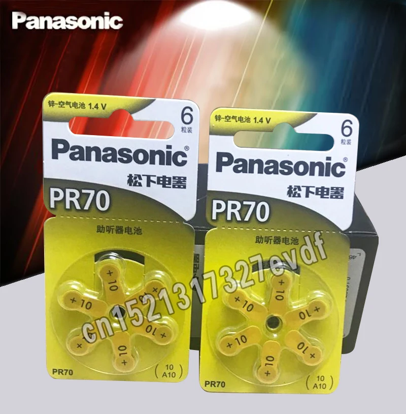 60PCS Oriģinālas Panasonic PR70 Dzirdes aparāta Baterijas, 5.8 MM*3.6 MM 10 A10 Nedzirdīgajiem-atbalsta Kohleāro Pogu elementu Baterijas Audiphone