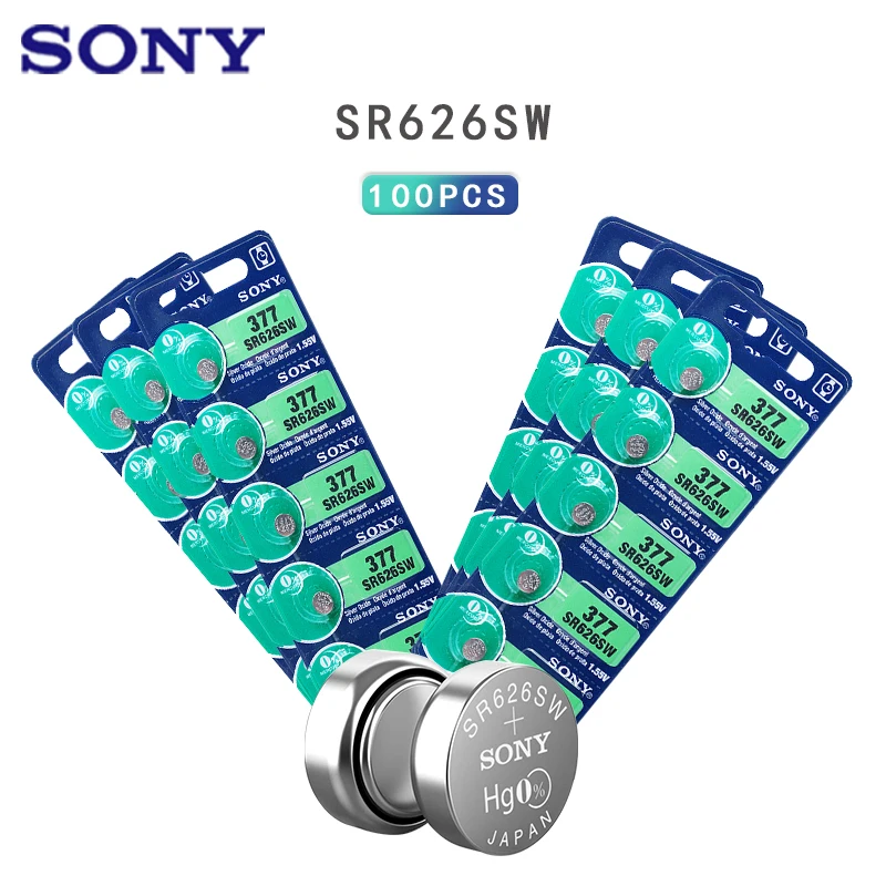 100PCS/daudz Oriģinālu Sony 1.55 V AG4 377A 377 LR626 SR626SW SR66 LR66 poga šūnu Skatīties Monētas Baterijas ar Sudraba Oksīda ražots JAPĀNĀ