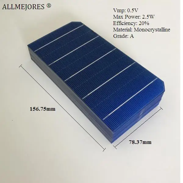ALLMEJORES DIY 12V 100W saules paneļu komplekti Monokristālu saules baterijas 40pcs/Partija ar pietiekami tabbing vadu un busbar + flux pen