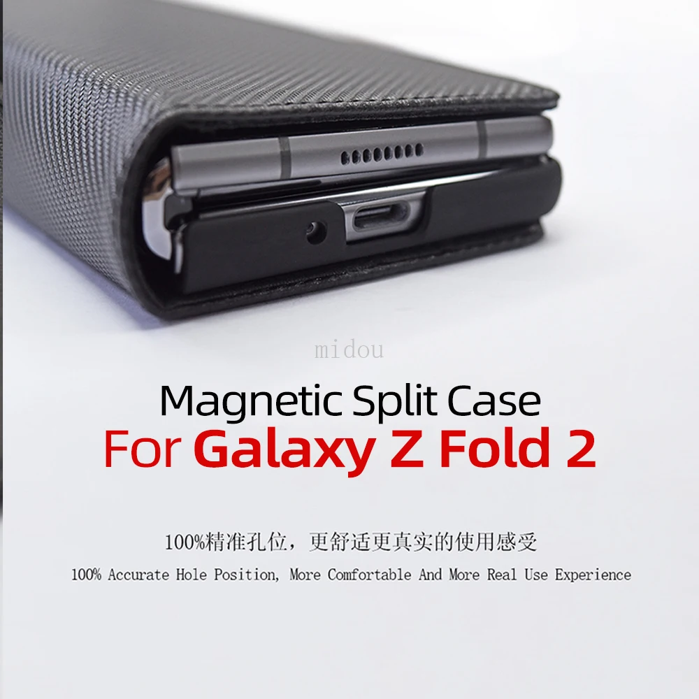 Magnētisko pievilkšanas Sadalīt reizes Gadījumā Galaxy Reizes 2 Gadījumā, Ja par Galaxy Z Fold2 5G Āda Flip Case Mobilā Telefona Apvalks