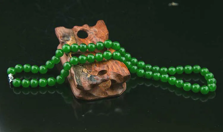 Dabas Zaļā Nefrīta Pērles Kaklarota Jadeite Rotaslietas Modes Šarmu Piederumi Roku Cirsts Laimīgs Amuletu Dāvanas Sievietēm Viņas Vīriešiem