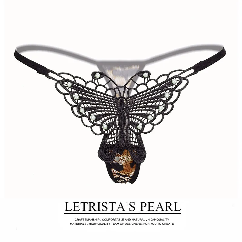 Seksīgs Modes Biksītes Leopard Pērle Tauriņš Privātā Apakšveļa G-String Siksna Apakšbiksītes izšūti Allure Erotiska Sieviešu Biksītes