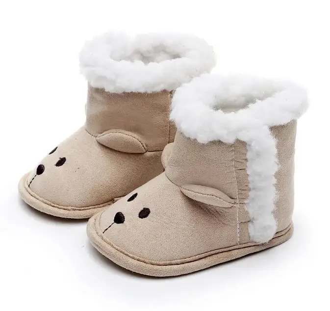 Jaundzimušo bērnu boot kokvilnas lācis galvas pirmais gājējs, meitenes un zēni boot ar kažokādas Rudens ziemas bērnu apavi, mīkstās vienīgais super silts