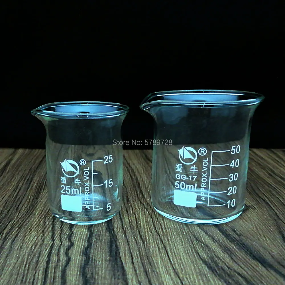 2gab Stikla Vārglāzē Uzstādīt 25/50 ml Borsilikāta Stikla Ķīmijas Laboratorijas Mērīšanas Kausa Stikla Skolas Mācību Laboratorijas Stikla Vārglāzē Komplekts