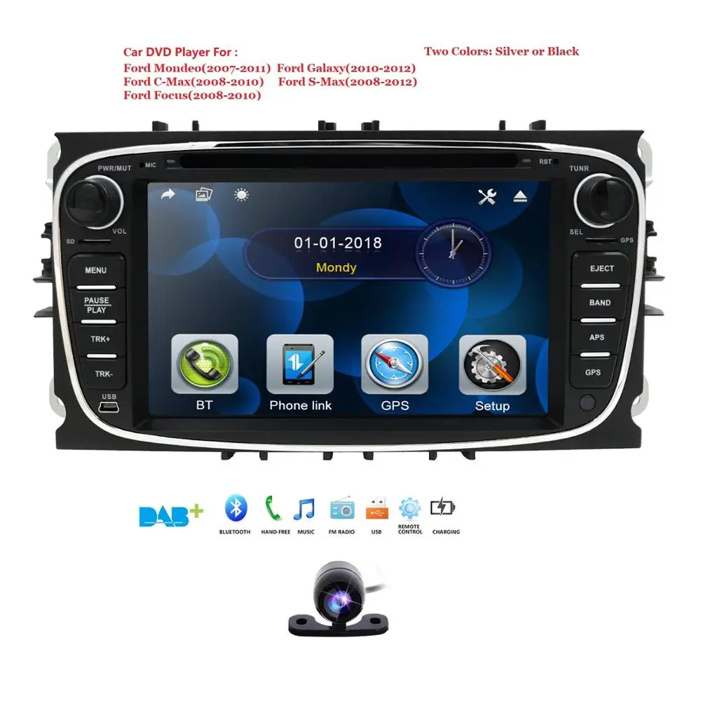 Bezmaksas piegāde! Auto dvd multimediju Atskaņotājs, GPS Navi, Lai Ford Focus EXI MT 2 3 Mk2/Mondeo/ - S-MAX/C-MAX/Galaxy RDS 8G SD Kartes