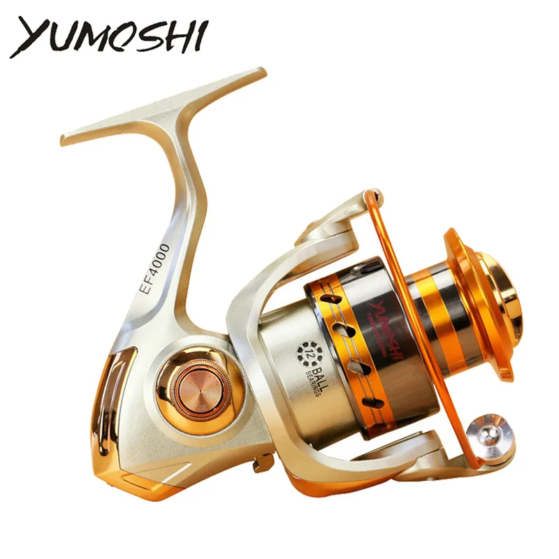 Yumoshi EF500-9000 12BB 5.2:1 Metāla Vērpšanai Zvejas Spole Lidot Ripu Svaigi/sālsūdens Jūras Zvejas spinings Karpu Zvejas