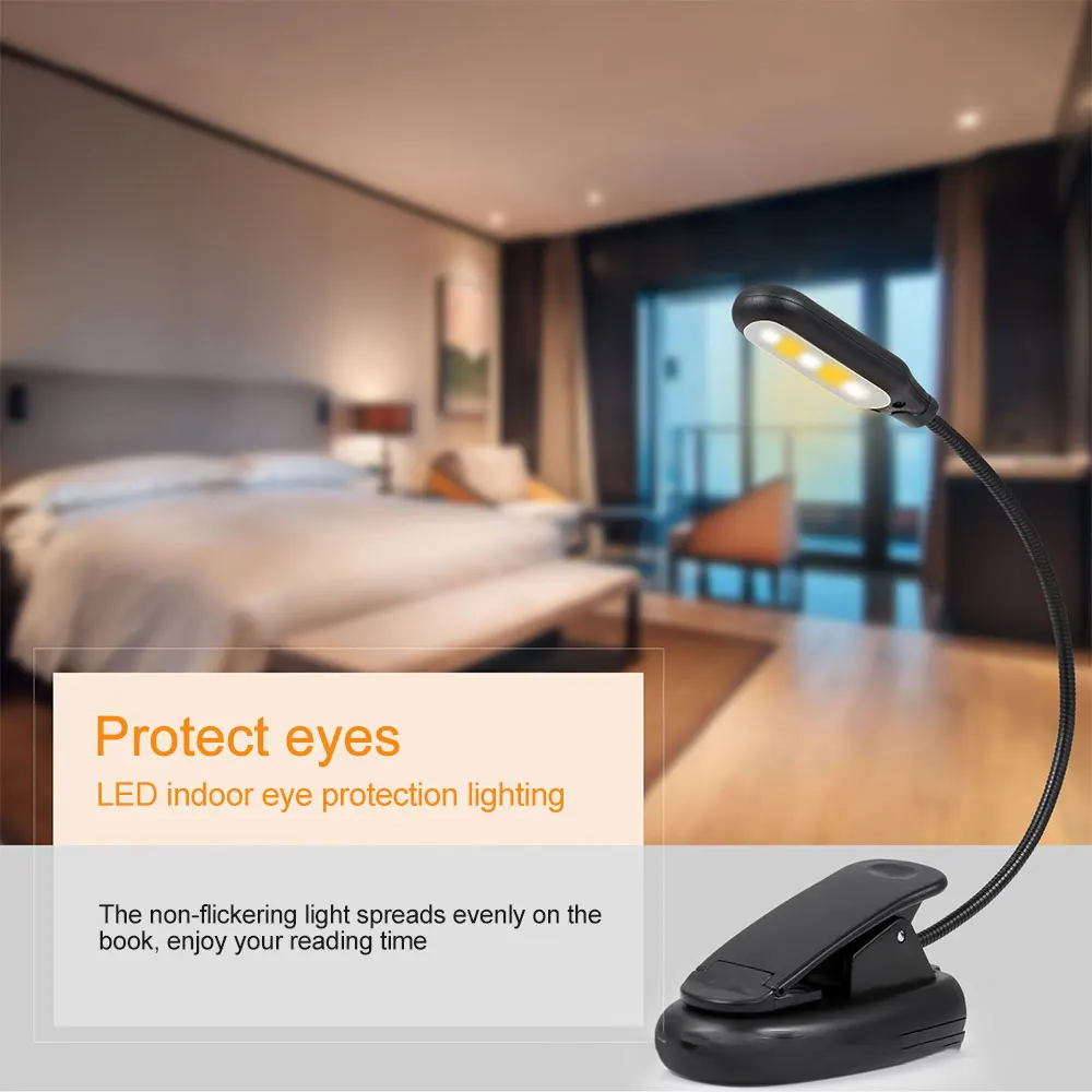 Galda Lampa ar Klipu Turētājs Lādējamu USB Led Galda Lampa Elastīgu Salokāms Acu Aizsardzība Lasot Grāmatu Gaismas