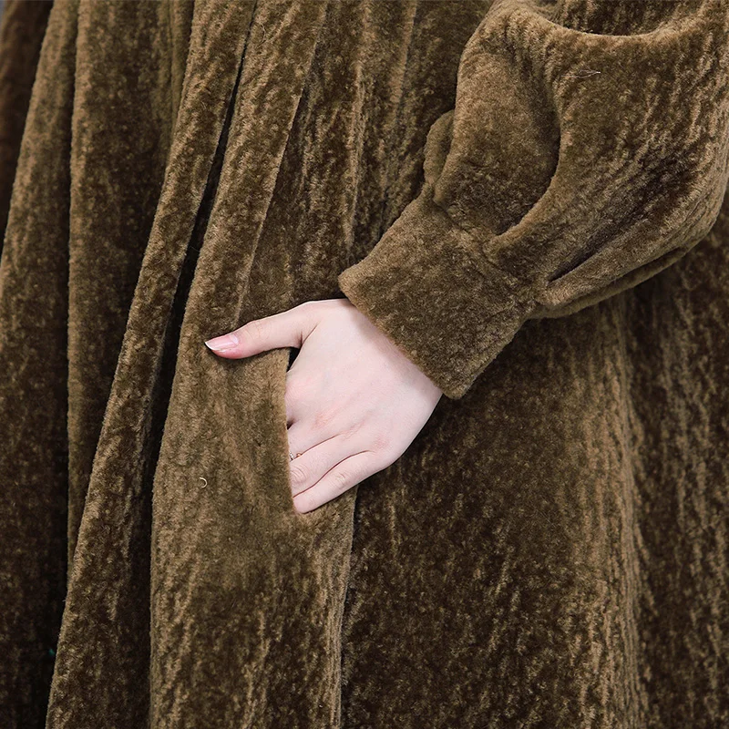 Nerazzurri dabas dabīgās kažokādas kažoku, sieviešu ziemas korejas modes apģērbu ilgi, aitas vilnas vestes 2019 plus lieluma jēra shearling mētelis