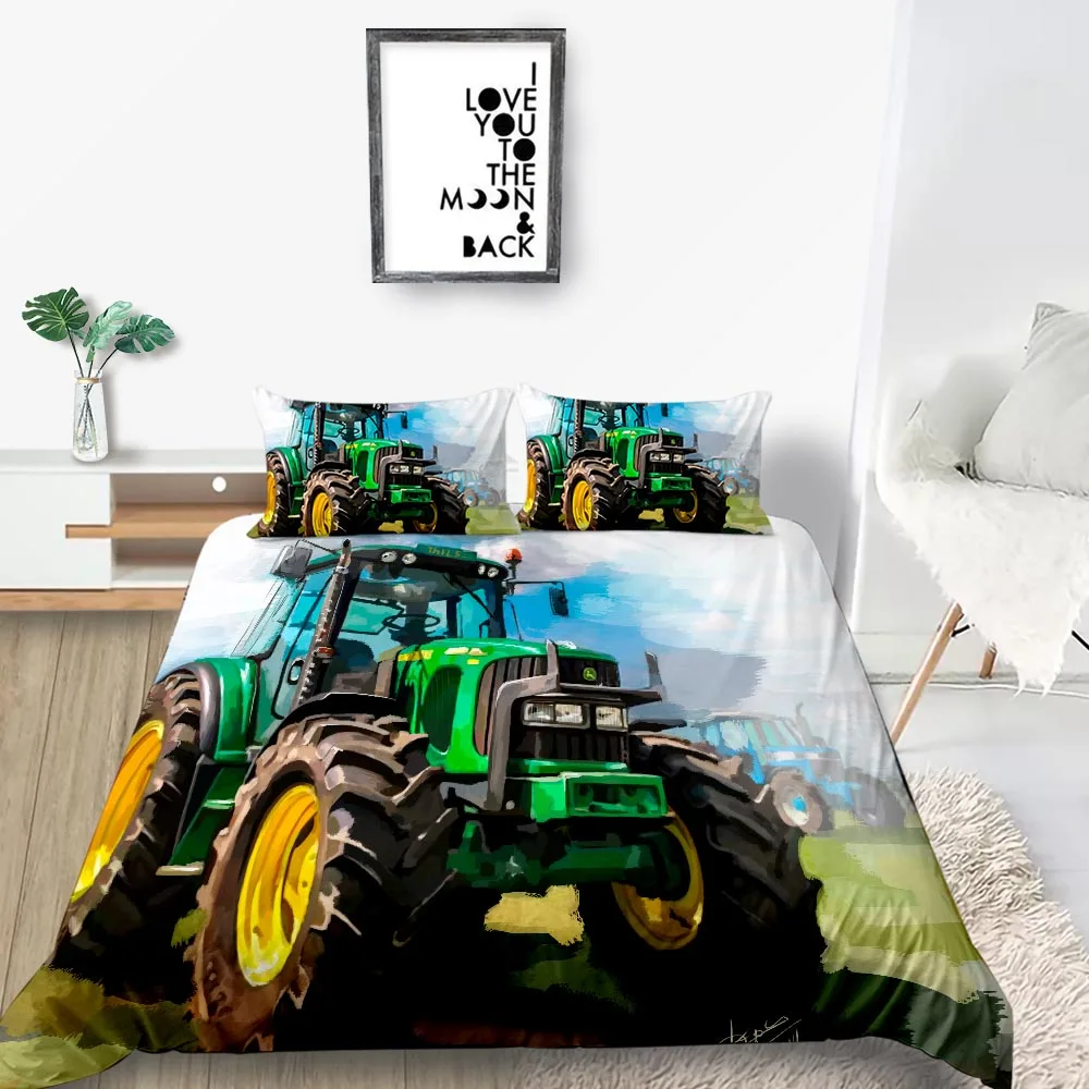 Karikatūra Gultas Komplekts Traktoru Modes Mīksto Mākslas Sega Sedz, Karaliene, Karalis Dvīņu Pilna Vienotā Dubultā Unikāla Dizaina Gultas Komplekts