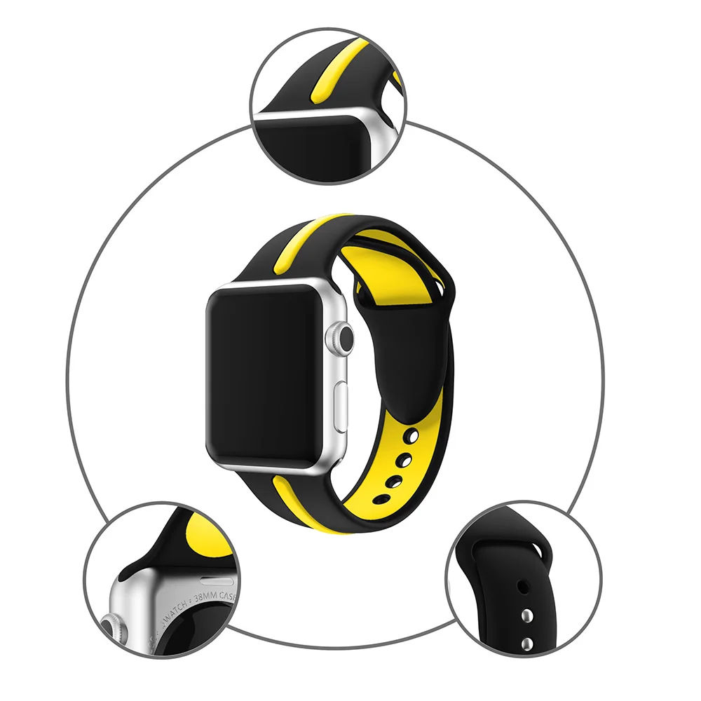 Sporta Silikona apple skatīties joslas 42mm 38mm 40mm 44mm smart Watchbands Plaukstas locītavas Siksna iWatch Sērijas 4/3/2/1 jostas