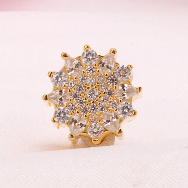 Sākotnējā 925 Sterling Sudraba Pērlītēm Rose Gold Crystal Ziedu Krelles Fit Pandora Sievietes Aproce & Kaklarota Diy Rotaslietas