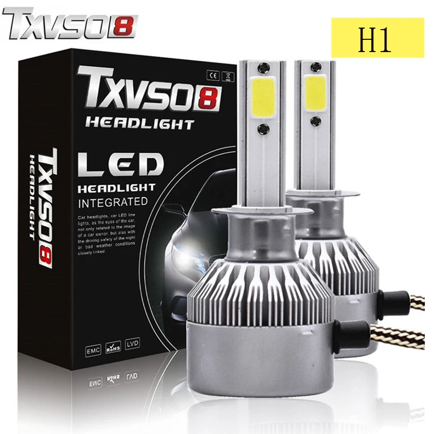 TXVSO8 led H1 Auto Lukturu Spuldzes, Komplekti-Flip COB Mikroshēmas-55W 26000LM Pāris 6000K 12V Lukturu Spuldzes luces led para auto super spilgti