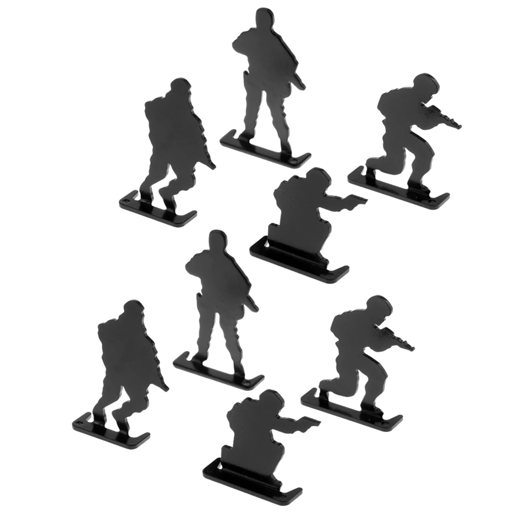 8pcs Metāla Šaušanas Mērķi Plinking Mērķa 4-Pozas Dizaina Mini Karavīri Siluets