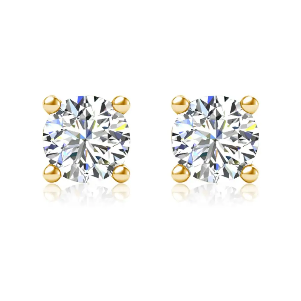 Szjinao Nekustamā Moissanite Akmens Diamond Stud Auskari Sievietēm 925 Sterling Silver, Gold Plated 0.3 ct 4mm Kāzu Smalkas Rotaslietas