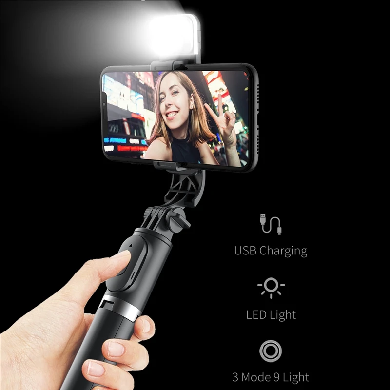 Roreta ir 2021. JAUNS 4 1 Bezvadu Bluetooth Selfie Stick Ar Statīvu Salokāms monopods universālā Viedtālrunis Karstā