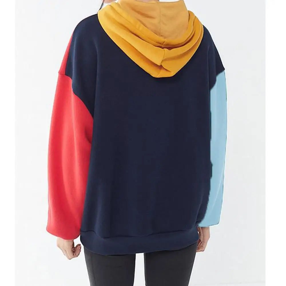 Atšķirīgās Krāsas Sieviešu Krekls Modes Streetwear pelēkā vārna garām Piedurknēm Gadījuma Kapuces Džemperis sporta Krekls Ikdienas Topi #15