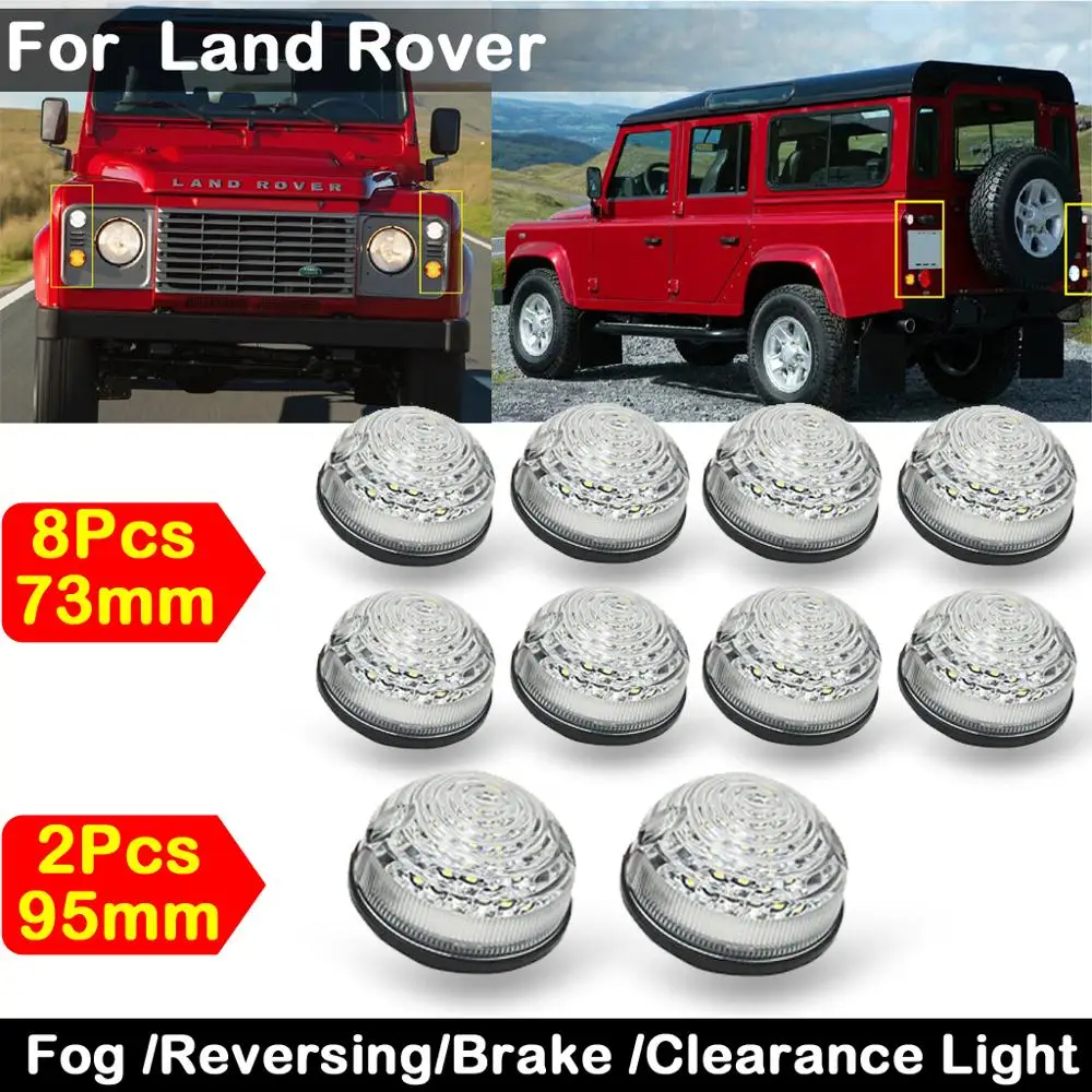 10pcs Skaidrs, Objektīvs LED Miglas Lukturi Atpakaļgaitas Gaismas, Bremžu gaismas Likvidēšana, ņemot vērā Land Rover Defender 90/110 1990-2016
