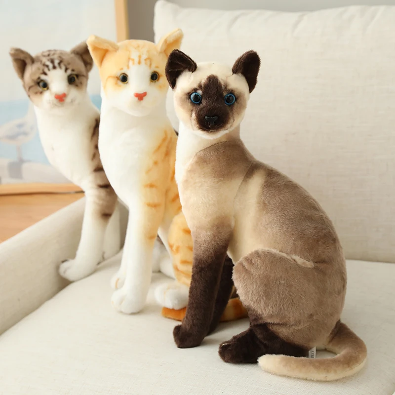 Simulācijas Amerikāņu Shorthair Pildījumu Spilgti Siāmas Kaķi Plīša Rotaļlieta Gudrs Kaķis Pet Lelle, Rotaļlietas, Mājas Dekoru, Dāvanu Meitenēm dzimšanas diena