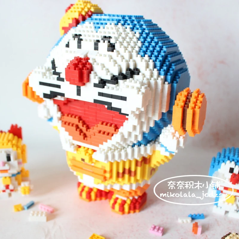 BOYU 7097 Doraemon Kaķis Zilā Robots Dzīvnieku Dorayaki Pārtikas DIY 3D Modeli 2300pcs Mini Dimanta Bloki Ēku Rotaļlieta Bērniem, kas nav Kaste